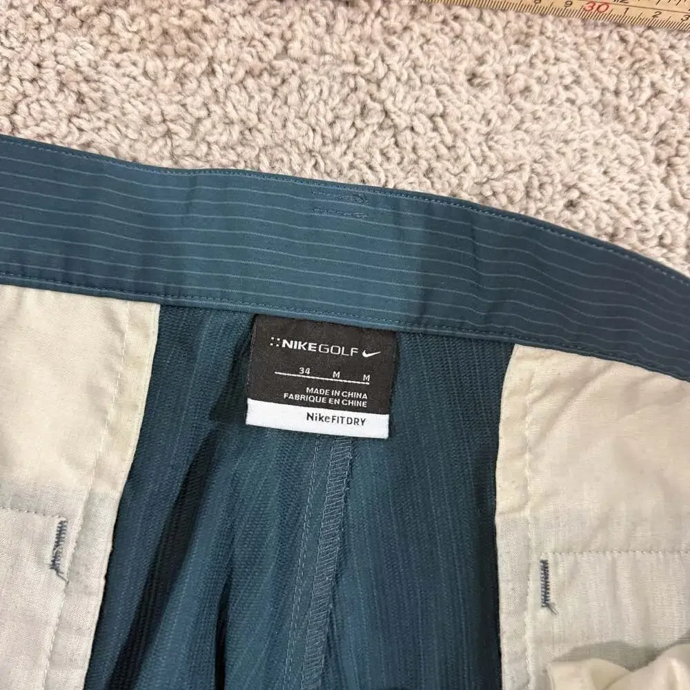 Nike Golf Dri-FIT Men’s 34 Blue Pinstripe Performance Golf Shorts Flat Front